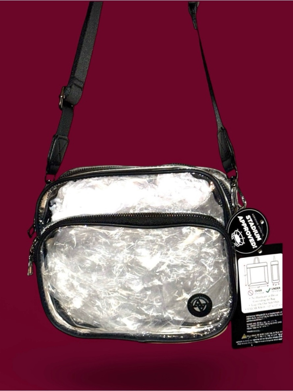 ADRIENNE VITTADINI Clear Multi Compartment X-body Arena Bag